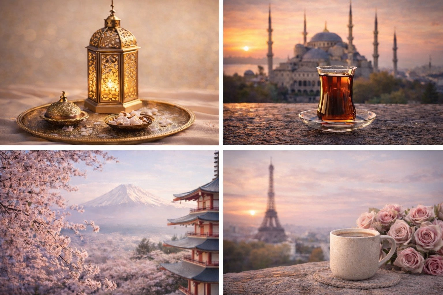 Mosaïque Hazellia Voyage : Maroc, Turquie, Japon et ambiance cosy nordique