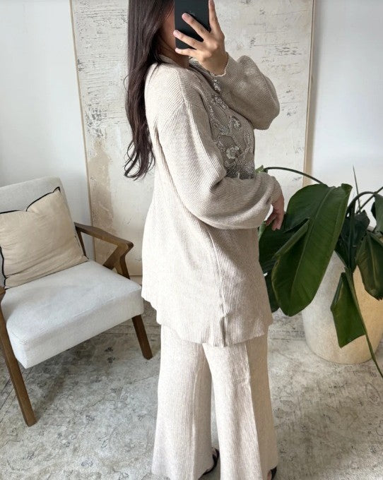 Ensemble en Maille boutons Dorés