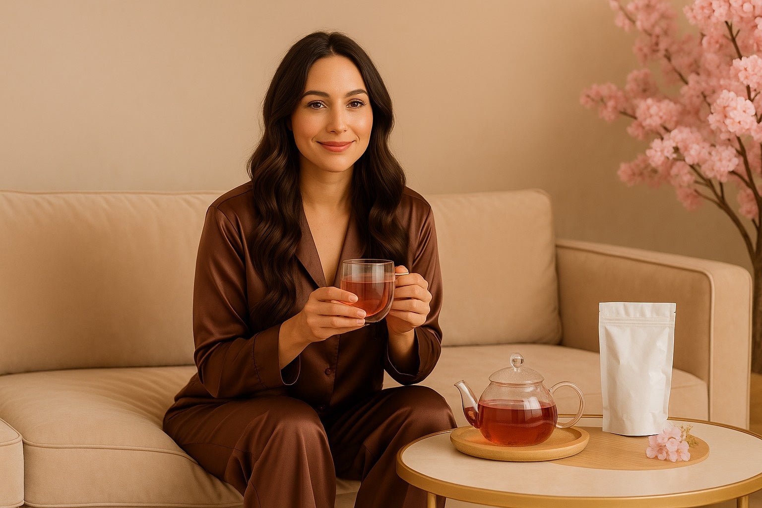 Infusion bien-être et beauté féminine pendant la ménopause.