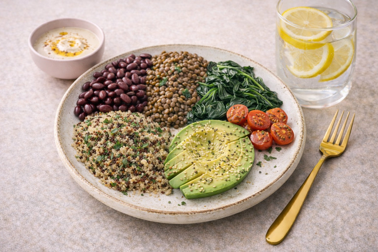 Une assiette Skin Food végétale riche en fer 