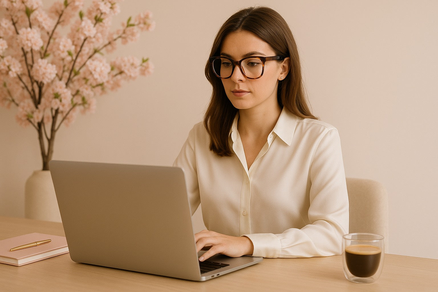 Femme active travaillant dans une ambiance bien-être.