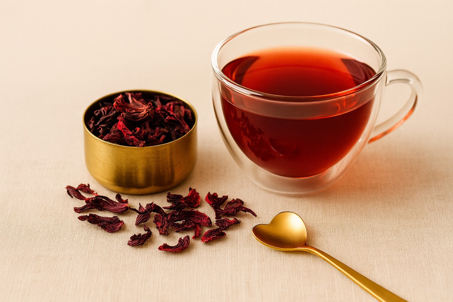 Tasse d’infusion d’hibiscus — bienfaits digestion, hydratation et vitalité naturelle