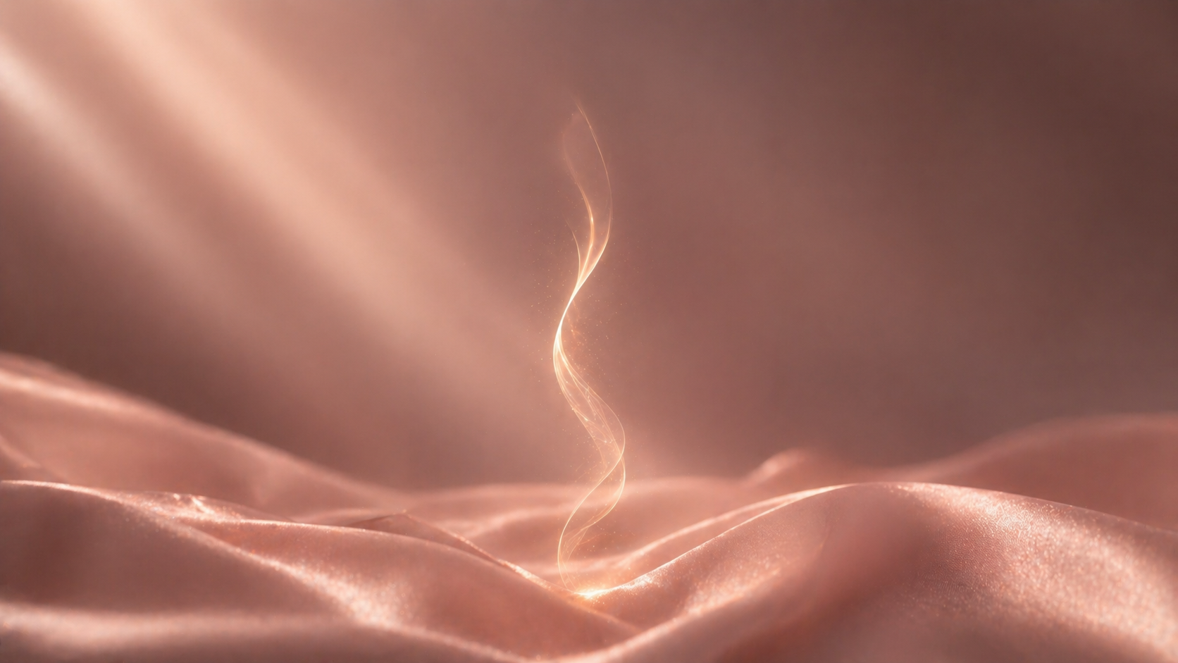 Fil lumineux délicat sur tissu satin rose poudré, représentation d’une silhouette élancée et d’une énergie fluide, univers luxe féminin Hazellia, rituel bien-être et élégance naturelle

