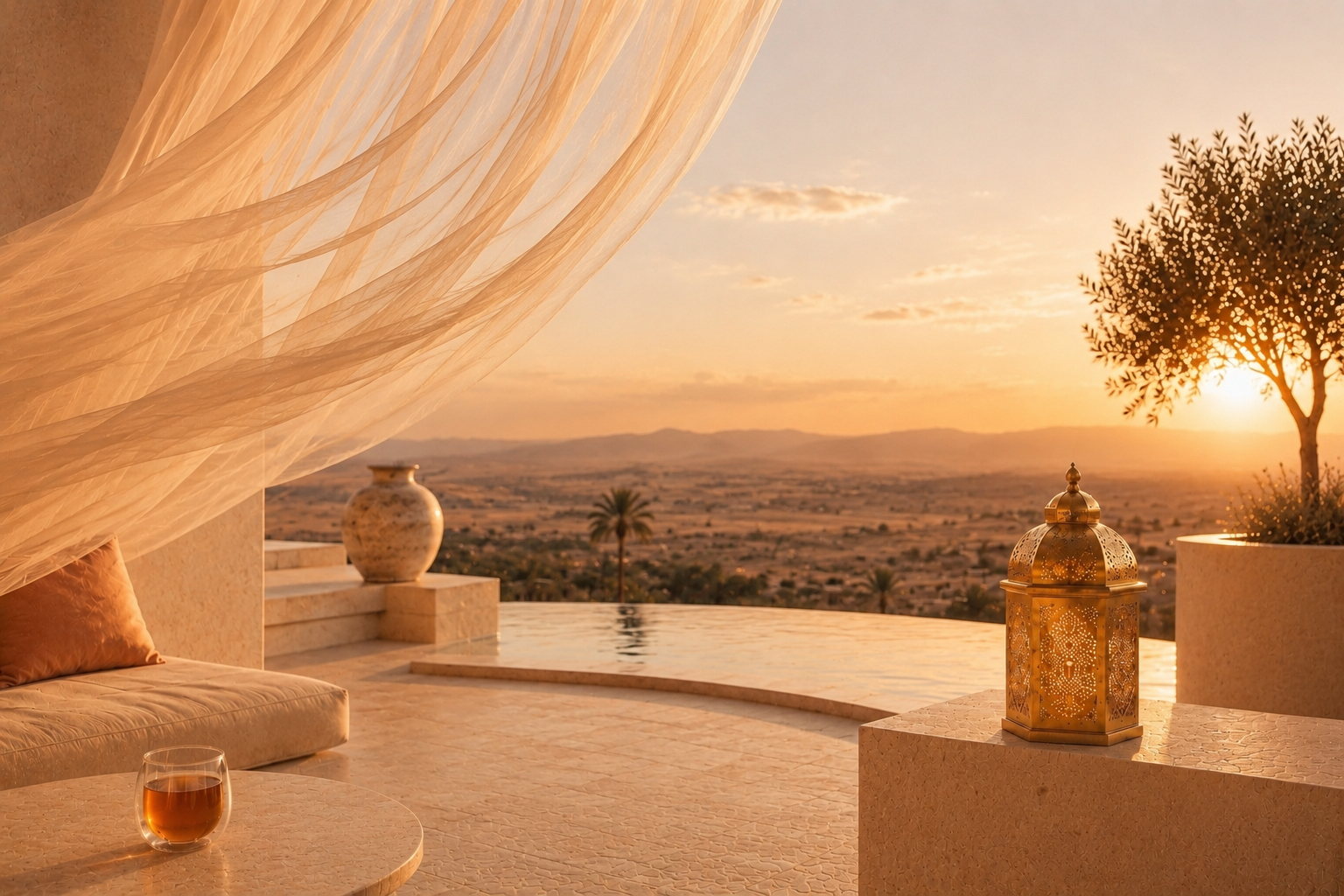 L’Audacieuse Hazellia – rituel d’infusion Amber Kiss dans l’univers Orient Doré, terrasse ivoire et pêche aux inspirations orientales

