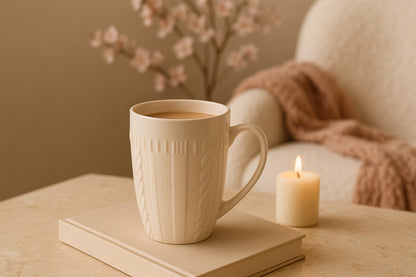 MUG TRICOT - Maille texturée blanc