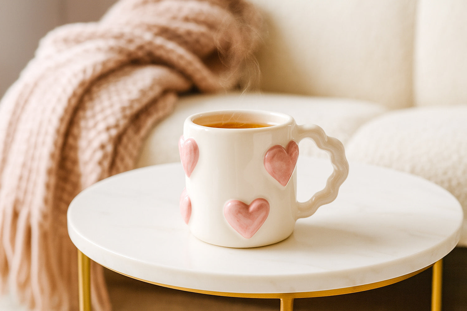 HEART LOVER - Mug cœurs rose poudré