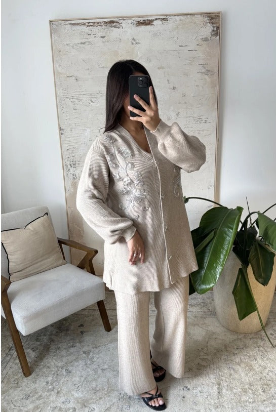 Ensemble en Maille Détails Perles