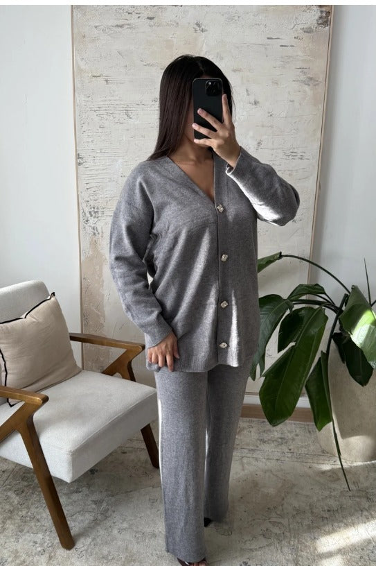 Ensemble Tricot Cardigan à Boutons