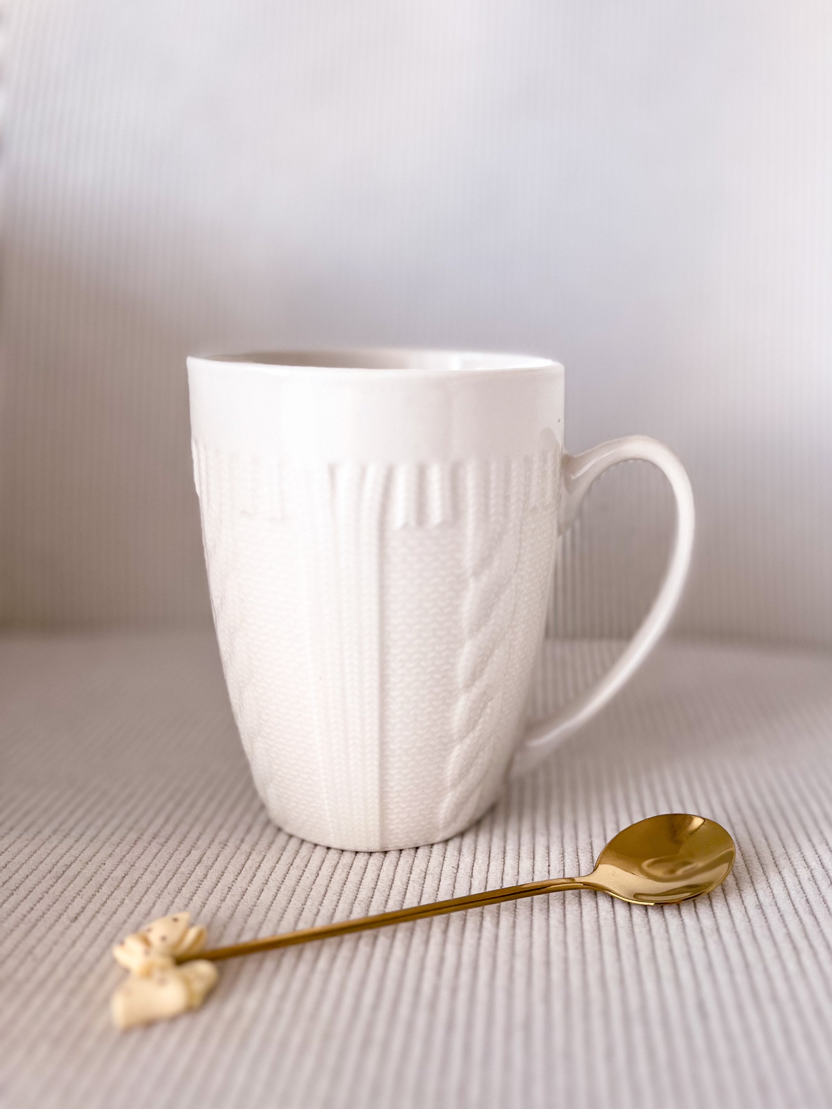 MUG TRICOT - Maille texturée blanc